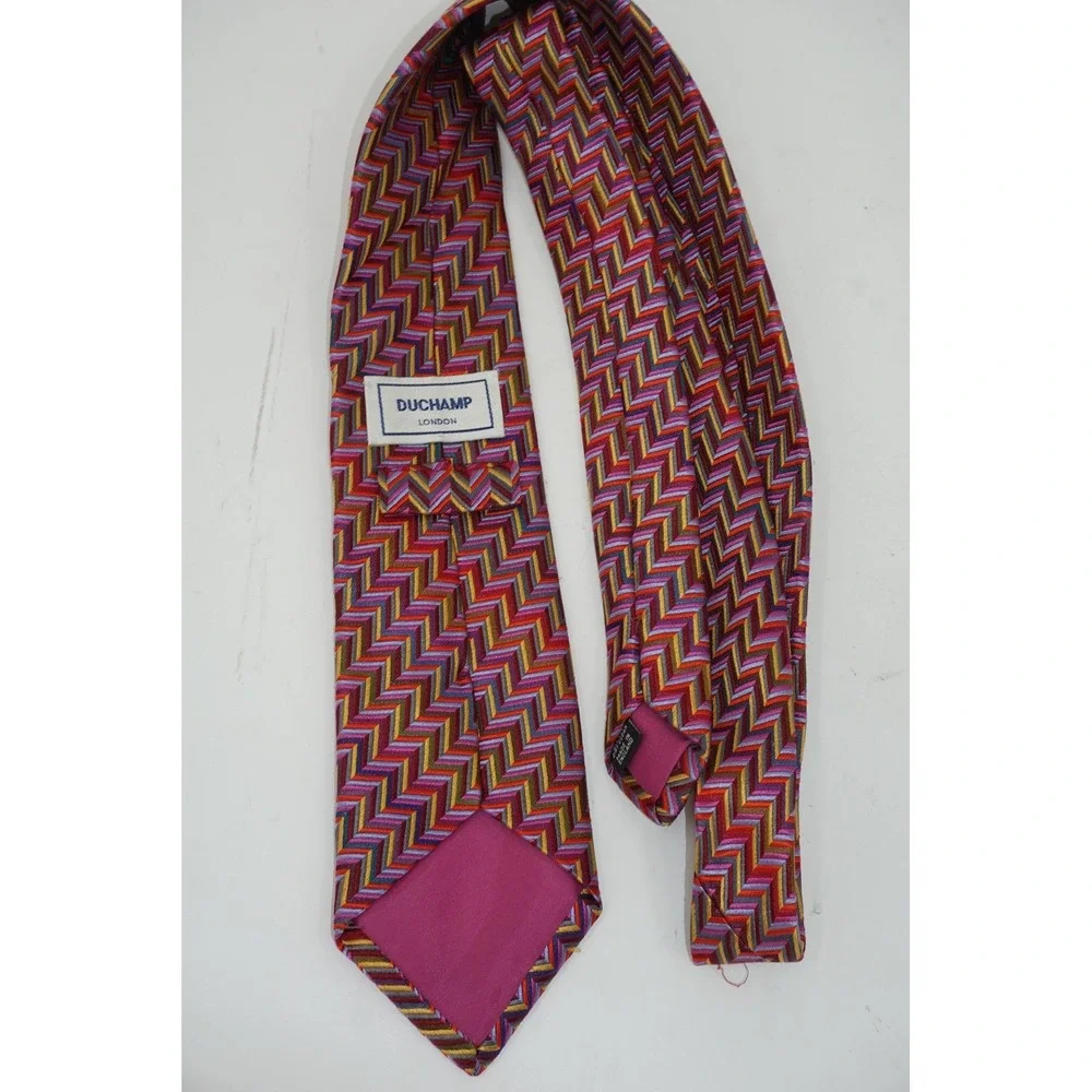 Duchamp London‎ Tie Multicolor Geometric Silk Made In England